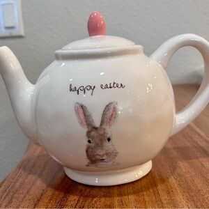 NWT Rae Dunn White Ceramic Teapot - Artisan Collection happy Easter